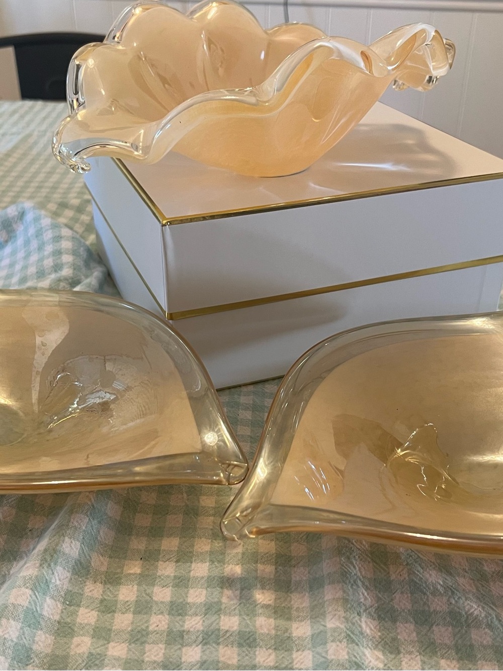 Murano Hand Made Italian Crystal art bowl set of 3 bowl.